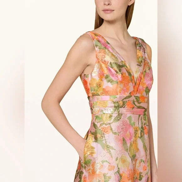 NWT Adrianna Papell- Multi Floral Jacquard Midi Dress Sz 14 - Picture 4 of 16